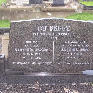 PREEZ Antonie Jens, du 1912-1971 &amp; Christina Jacoba 1913-1998
