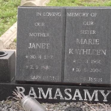 RAMASAMY Janet 1917-1980 :: RAMASAMY Marie Kathleen 1950-2004