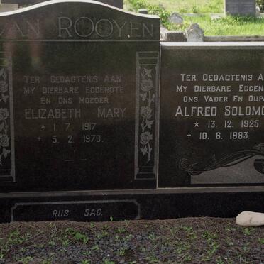 ROOYEN Elizabeth Mary, van 1917-1970 &amp; Alfred Solomon 1925-1983