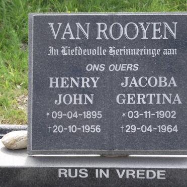 ROOYEN Henry John, van 1895-1956 &amp; Jacoba Gertina 1902-1964