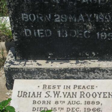 ROOYEN Uriah S.W., van 1889-1966 &amp; Minnie Susan NIEPAGE 1892-1959