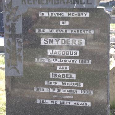 SNYDERS Jacobus -1960 &amp; Isabel WICOMBE -1936