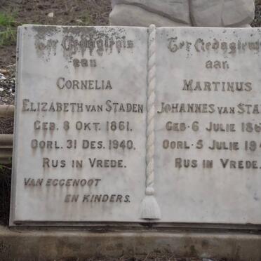 STADEN Cornelia Elizabeth, van 1861-1940 &amp; Martinus Johannes 1864-1946