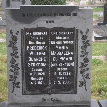 STRYDOM Frederick Willem Blanche 1928-1971 :: PISANI Maria Magdalena, du nee STRYDOM 1922-2005