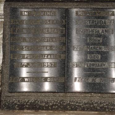 SYTHERLAND Magnus 1892-1952 &amp; Gertruida J. 1916-1986