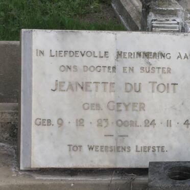 TOIT Jeanette, du nee GEYER 1923-1945