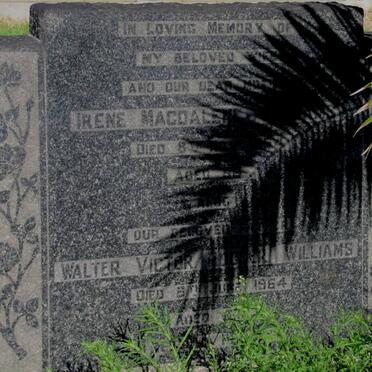 WILLIAMS Irene Magdalena -1954 &amp; Walter Victor Roger -1964