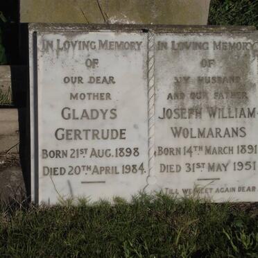 WOLMARANS Joseph William 1891-1951 &amp; Gladys Gertrude 1898-1984
