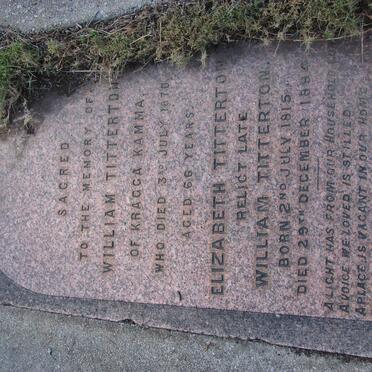 TITTERTON William -1870 &amp; Elizabeth 1815-189?