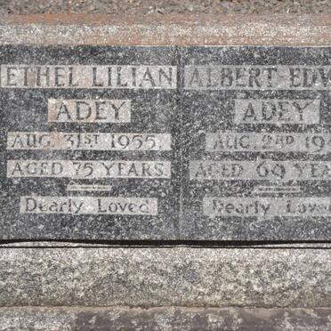 ADEY Albert Edwin -1941 &amp; Ethel Lilian -1955