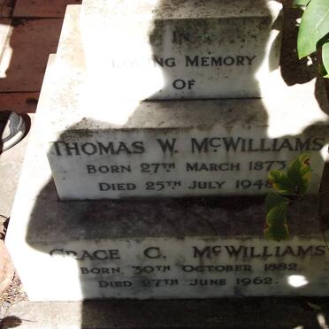 Mc WILLIAMS Thomas W. 1873-1948 &amp; Grace C. 1882-1962