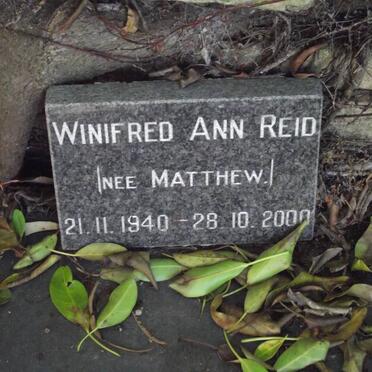 REID Winifred Ann nee MATTHEW 1940-2000