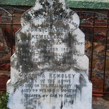 KEMSLEY John Chalmers 1828-18?4 &amp; Martha