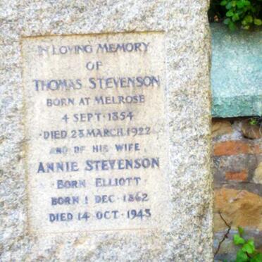 STEVENSON Thomas 1854-1922 &amp; Annie ELLIOTT 1862-1943