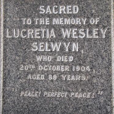 SELWYN Lucretia Wesley -1904