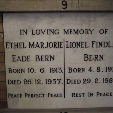 BERN Lionel Findlay 1911-1980 &amp; Ethel Marjorie Eade 1913-1957 