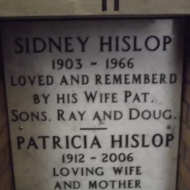 HISLOP Sidney 1903-1966 &amp; Patricia 1912-2006