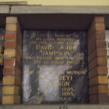 SAMPSON David John -1963 &amp; J.C.1909-1985