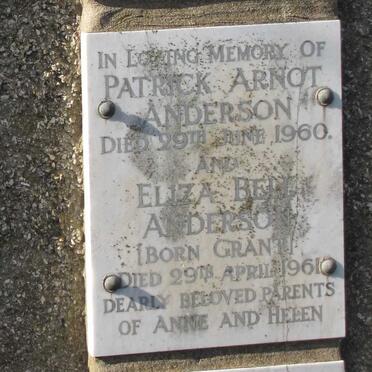 ANDERSON Patrick Arnot -1960 &amp; Eliza Bell GRANT -1961