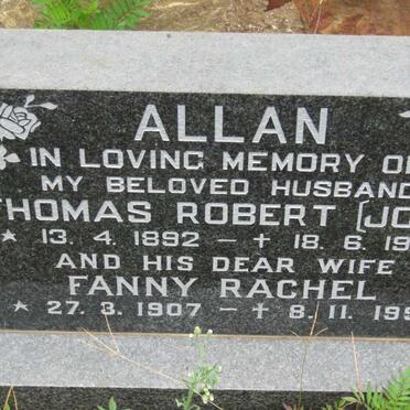 ALLAN Thomas Robert 1892-1977 &amp; Fanny Rachel 1907-1996