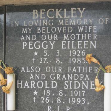 BECKLEY Harold Sidney 1917-1993 &amp; Peggy Eileen 1925-1985