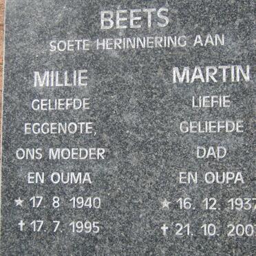 BEETS Martin 1937-200? &amp; Millie 1940-1995