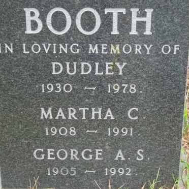 BOOTH Dudley 1930-1978 :: BOOTH George A.S. 1905-1992 &amp; Martha C. 1908-1991