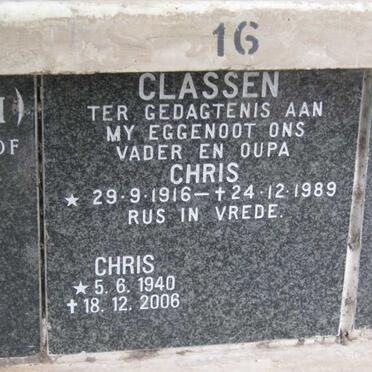 CLASSEN Chris 1916-1989 :: CLASSEN Chris 1940-2006