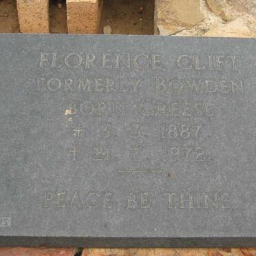 CLIFT Florence formerly BOWDEN nee GREESE 1887-1972