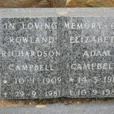 CAMPBELL Rowland Richardson 1909-1981 &amp; Elizabeth Adam 1910-1987