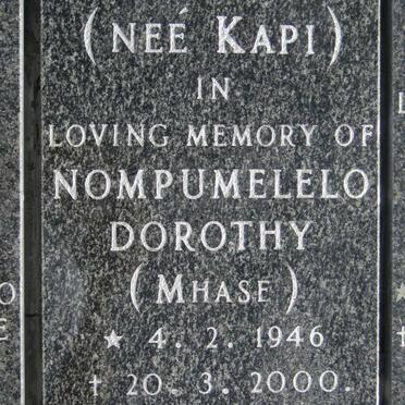 GOBODO Nompumelelo Dorothy nee KAPI 1946-2000