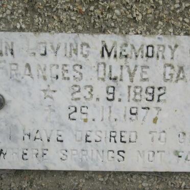 GACE Frances Olive 1892-1977