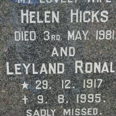 HICKS Leyland Ronald 1917-1995 &amp; Helen -1981