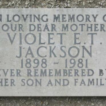 JACKSON Violet E.T. 1898-1981