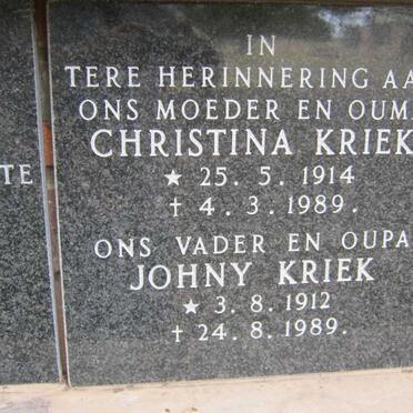 KRIEK Johny 1912-1989 &amp; Christina 1914-1989