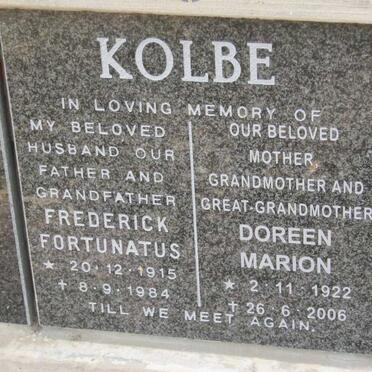 KOLBE Frederick Fortunatus 1915-1984 &amp; Doreen Marion 1922-2006