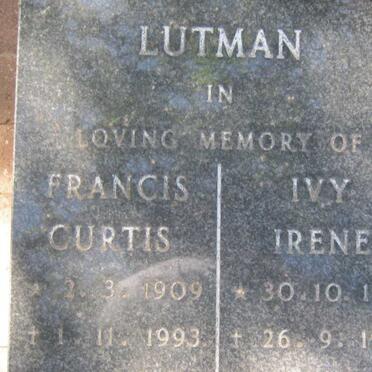 LUTMAN Francis Curtis 1909-1993 &amp; Ivy Irene 1914-1992