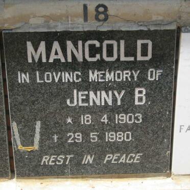 MANGOLD Jenny B. 1903-1980