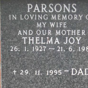 PARSONS Dad 1995- &amp; Thelma Joy 1927-1988
