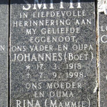 SMITH Johannes 1918-1998 &amp; Rina 1919-1999