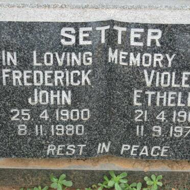 SETTER Frederick John 1900-1980 &amp; Violet Etheline 1905-1977