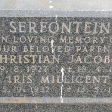 SERFONTEIN Christian Jacobus 1927-1983 &amp; Iris Millicent 1932-1975