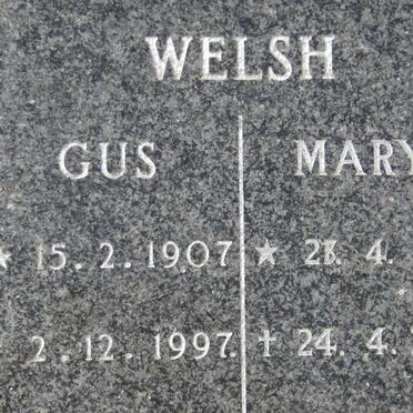 WELSH Gus 1907-1997 &amp; Mary 192?-2002