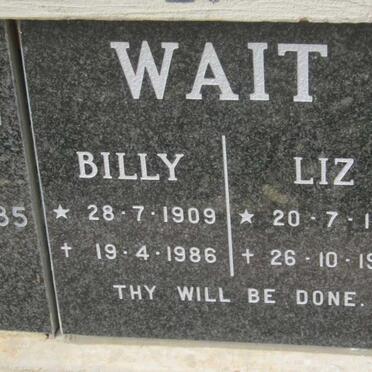 WAIT Billy 1909-1986 &amp; Liz 1919-1998