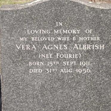 ALBRISH Vera Agnes nee FOURIE 1911-1956
