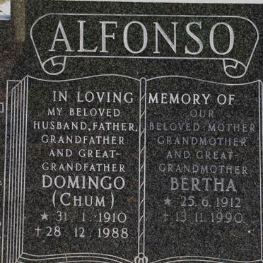ALFONSO Domingo 1910-1988 &amp; Bertha 1912-1990