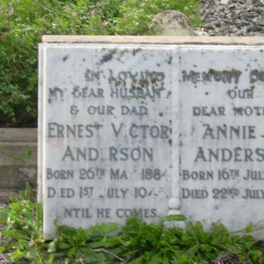 ANDERSON Ernest Victor 1884-1945 &amp; Annie S. 1891-1969