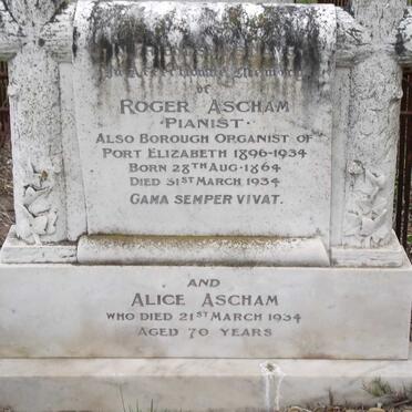 ASCHAM Roger 1864-1934 &amp; Alice -1934