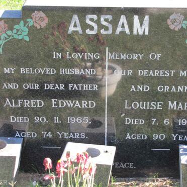 ASSAM Alfred Edward -1965 &amp; Louise Maria -1989