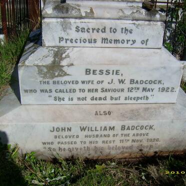 BADCOCK John William -1926 &amp; Bessie -1922